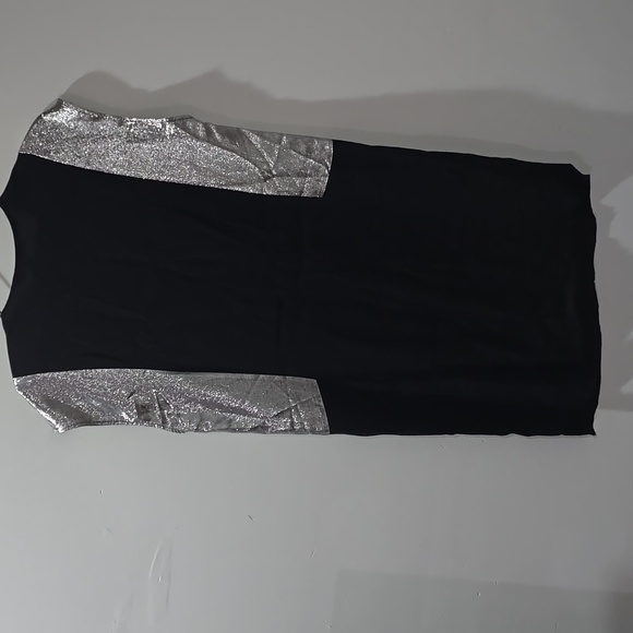 Sandro Romance Black Dress Shift Silver Metallic Sleeveless Mini - Picture 9 of 10